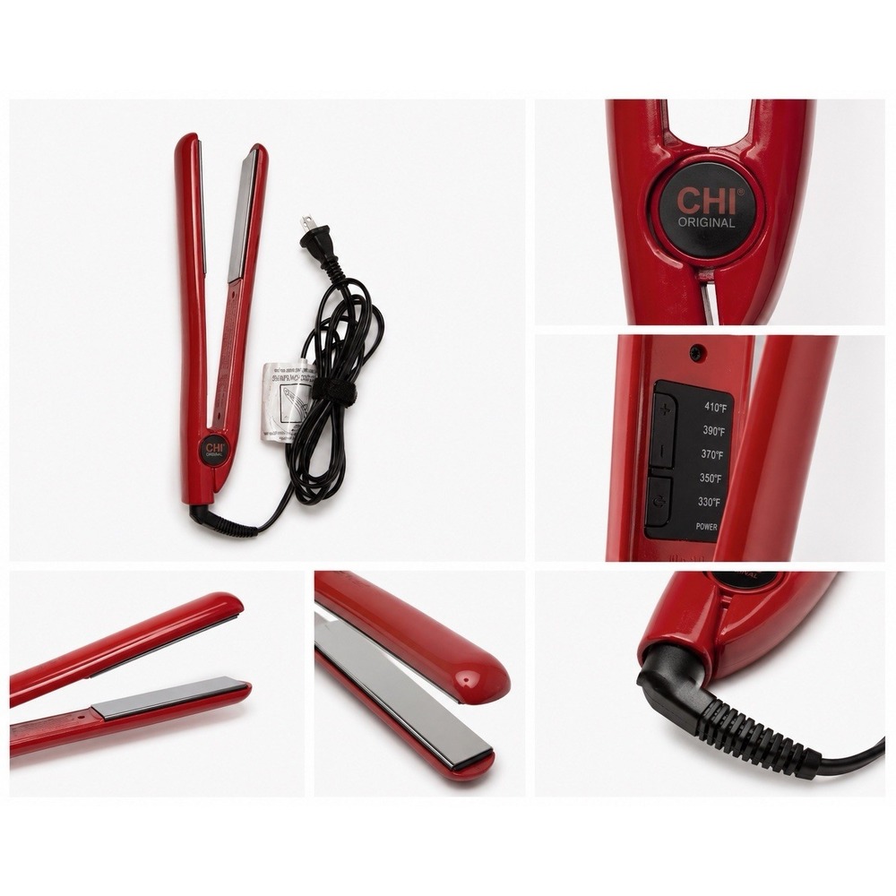 CHI Original Ceramic Hair Straightener Red Flat Iron Adjustable Heat Tested EUC